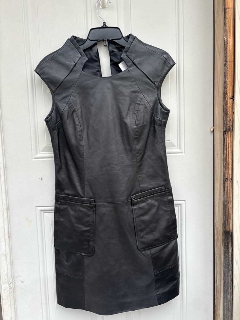 Etcetera Black Leather Shell Dress